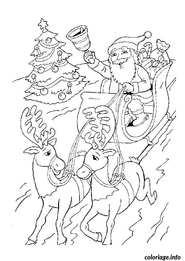 Coloriage Père Noël traîneau rapide - Père Noël à imprimer