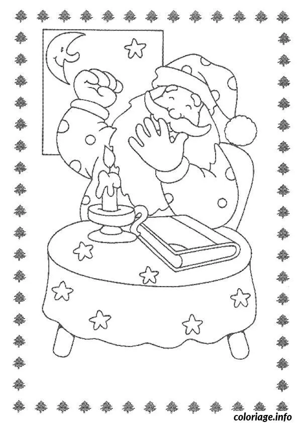 Coloriage Père Noël décoration - Père Noël à imprimer