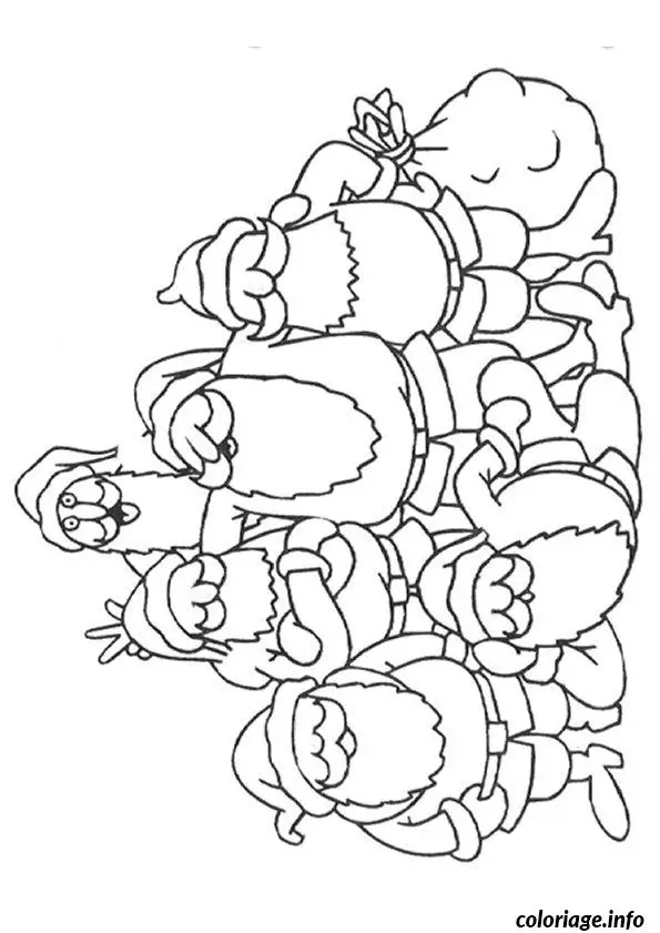 Coloriage Père Noël et sa famille - Père Noël à imprimer