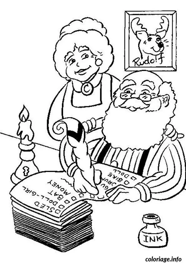 Coloriage Père Noël et sa maman - Père Noël à imprimer
