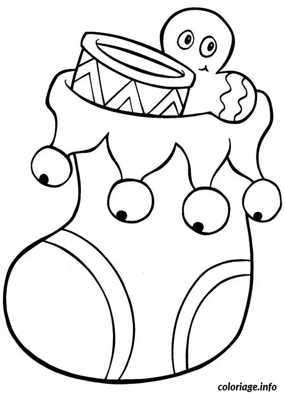 Coloriage Chaussette grelot Noël - Noël à imprimer
