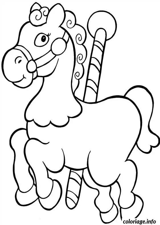 Coloriage Cheval en bois Noël - Cheval à imprimer