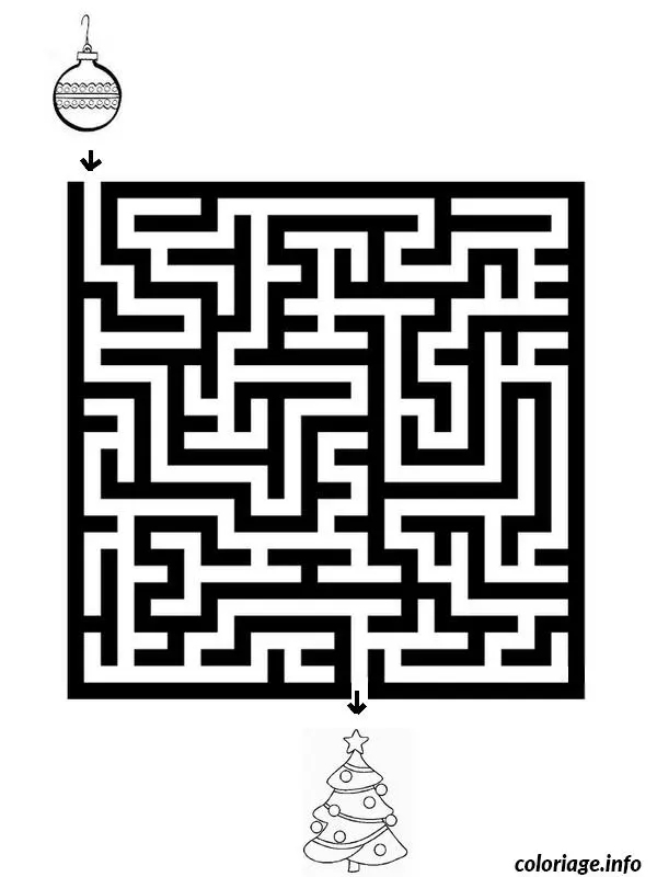 Coloriage Labyrinthe de Noël à tracer - Noël à imprimer