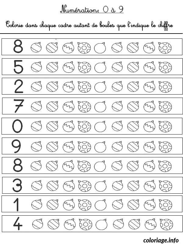Coloriage Jeu de numération en mer avec créatures marines - Mer à imprimer