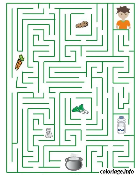 Coloriage Labyrinthe carotte biscuit soupe - Carotte à imprimer