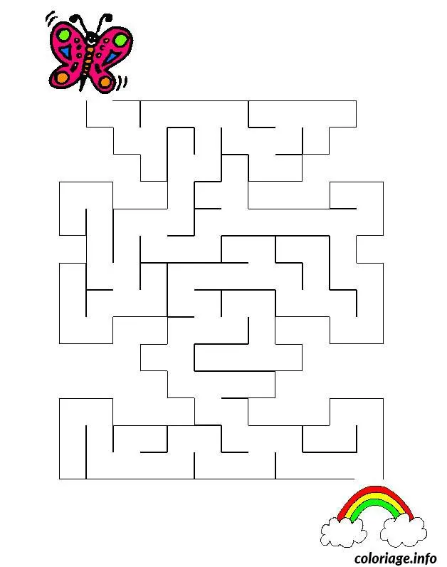 Coloriage Labyrinthe jeux papillon - Papillon à imprimer