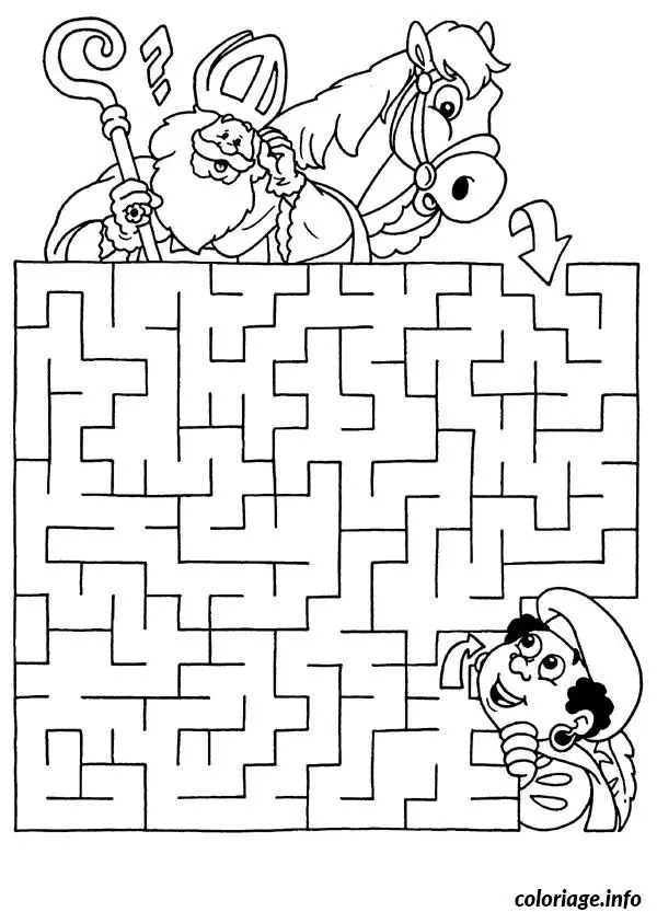 Coloriage Labyrinthe jeux cheval - Cheval à imprimer