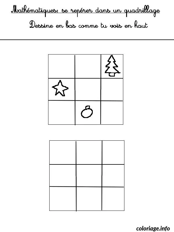 Coloriage Repérage spatial - Jeu mathématique - Éducatif à imprimer