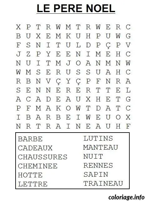 Coloriage Mots cachés festifs de Noël - Noël à imprimer