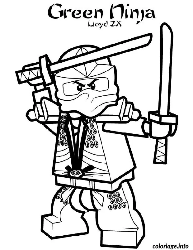 Lloyd the Green Ninja Ninjago in Action coloring page to print