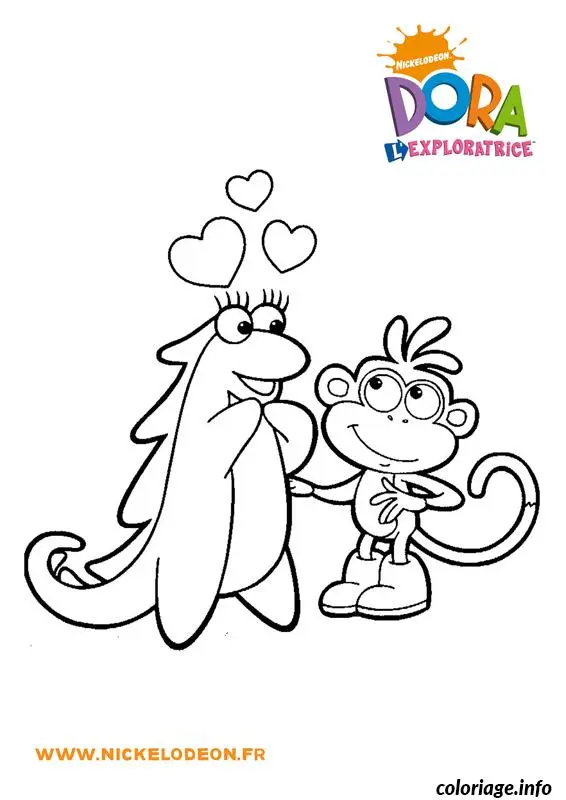 Coloriage Dora babouche est amoureux - Dora à imprimer