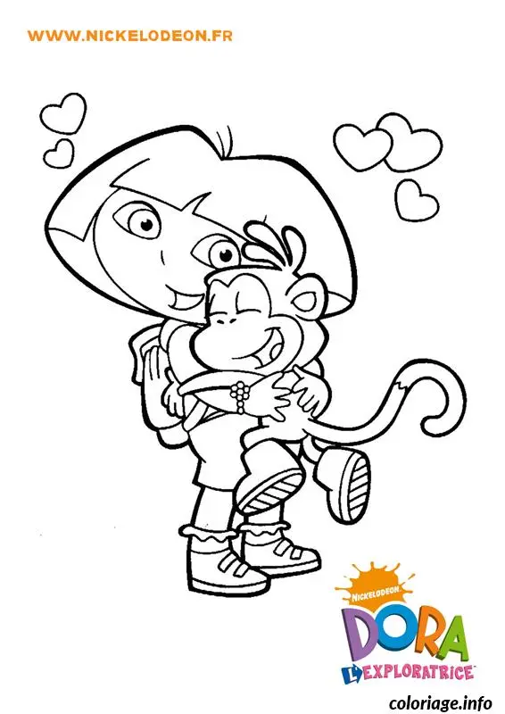 Coloriage Dora câlin babouche - Dora à imprimer
