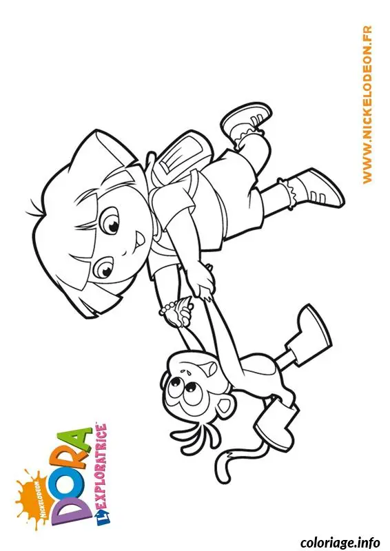 Coloriage Dora danse avec babouche - Dora à imprimer