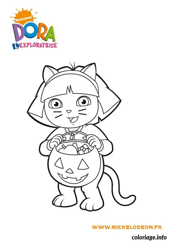 Coloriage Dora halloween citrouille - Halloween citrouille à imprimer