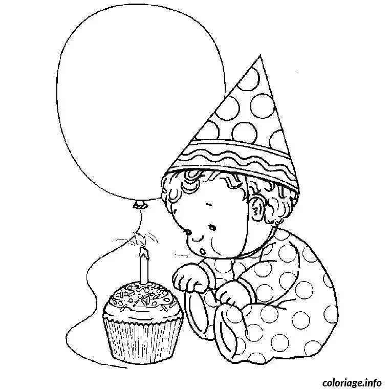 Coloriage Anniversaire 1 an - Anniversaire à imprimer