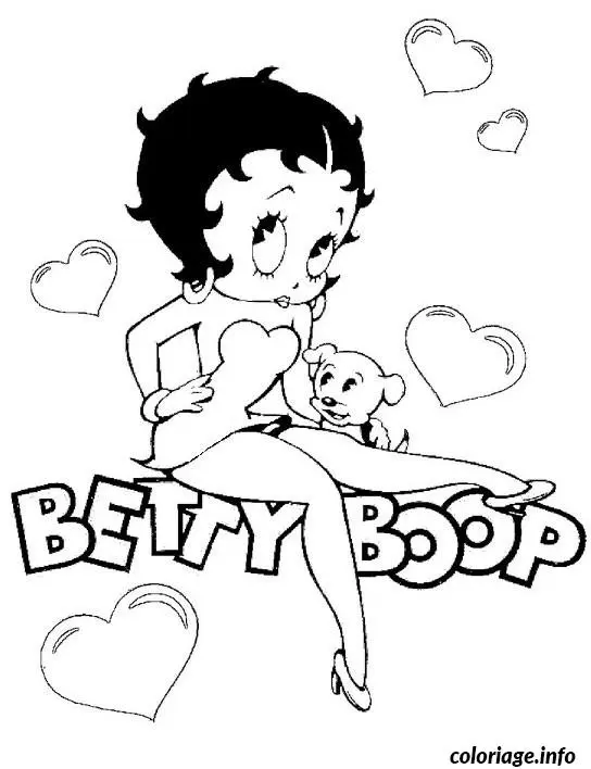 Coloriage Betty boop anniversaire - Anniversaire à imprimer