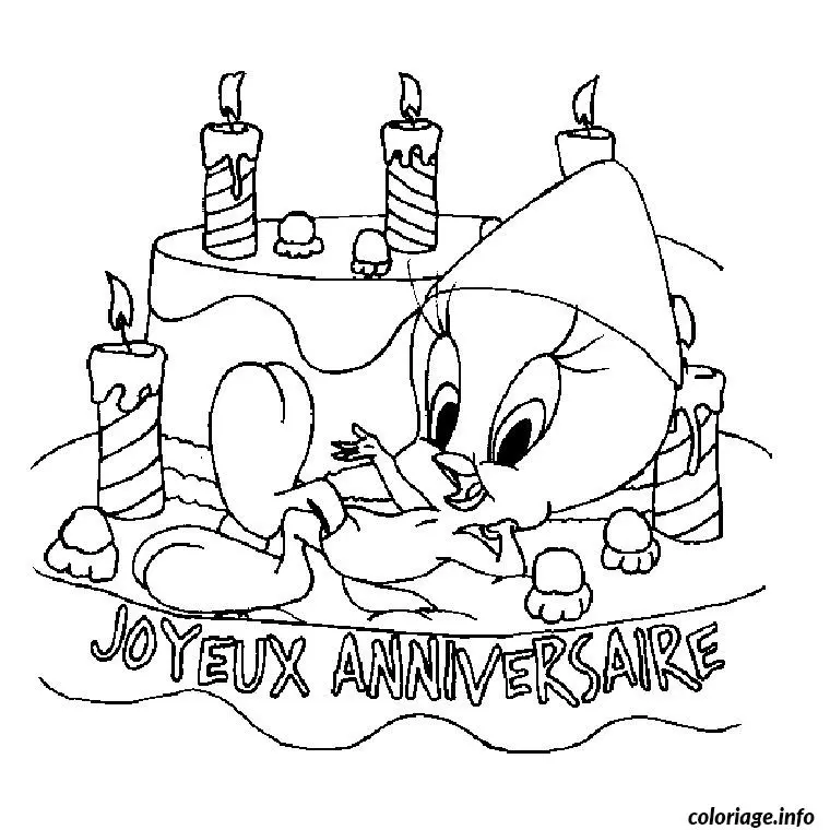 Coloriage Titi anniversaire - Anniversaire à imprimer