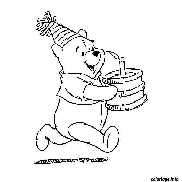 Disegno di Winnie the Pooh compleanno da stampare