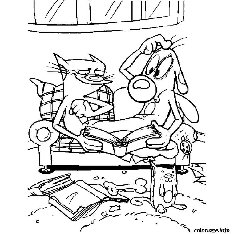 Coloriage Chien et chat - Chien et chat à imprimer