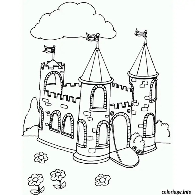Coloriage Beau château - Chateau à imprimer