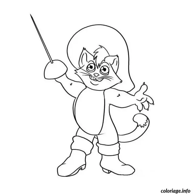 Coloriage Chat botte - Chat à imprimer