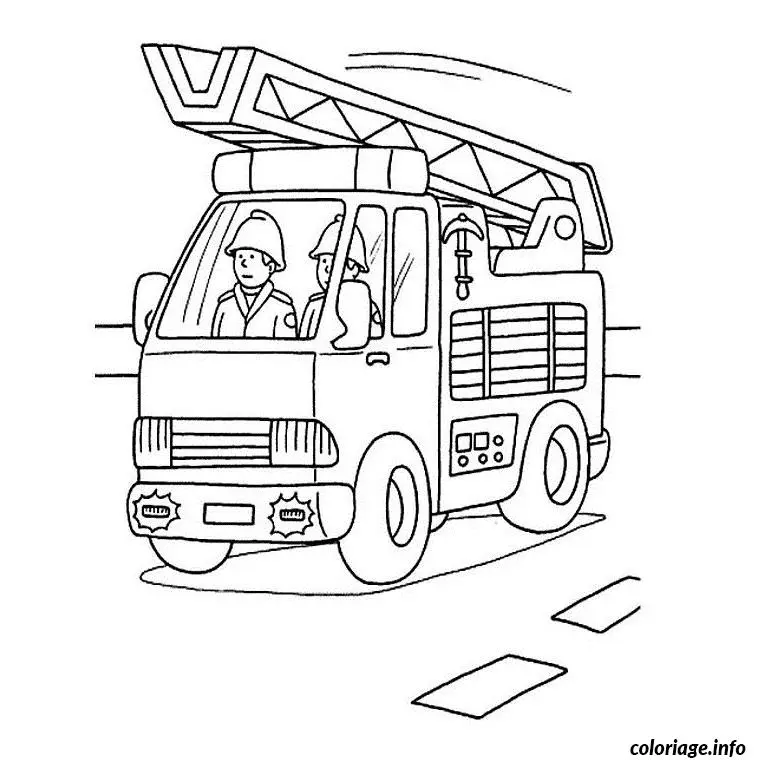 Coloriage Camion pompier - Pompier à imprimer