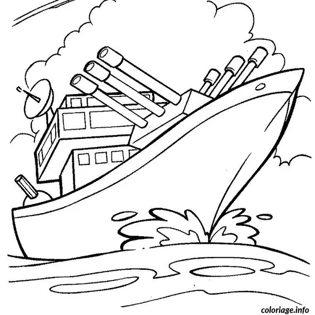 Coloriage Bateau de guerre - Bateau à imprimer
