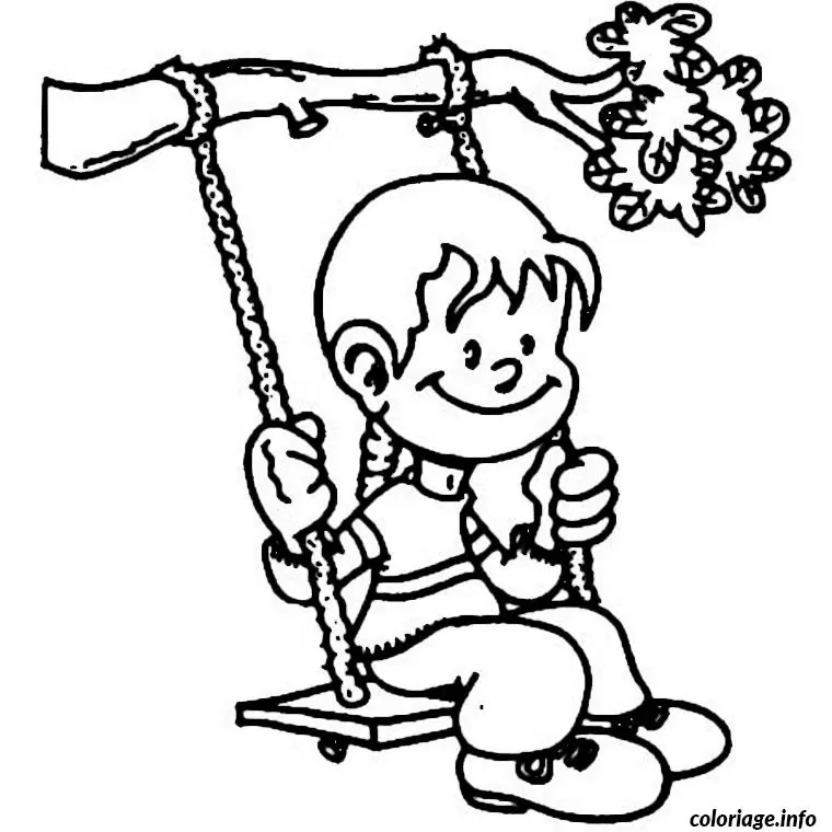 Coloriage Petite fille sur sa balancoire - Fille à imprimer