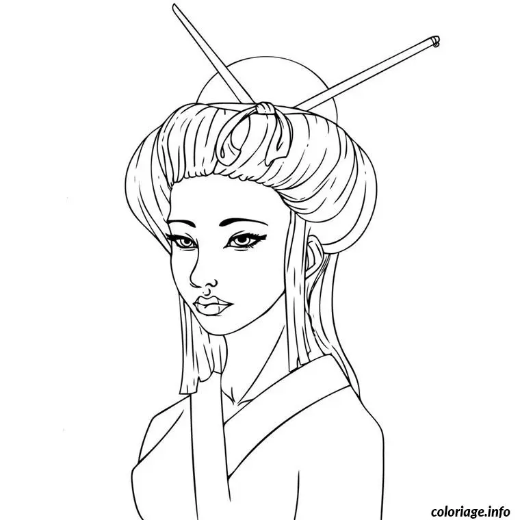 Coloriage Fille chinoise - Fille à imprimer