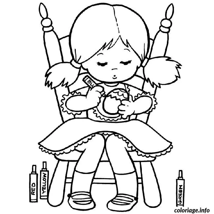 Coloriage Fille Pâques - Pâques à imprimer