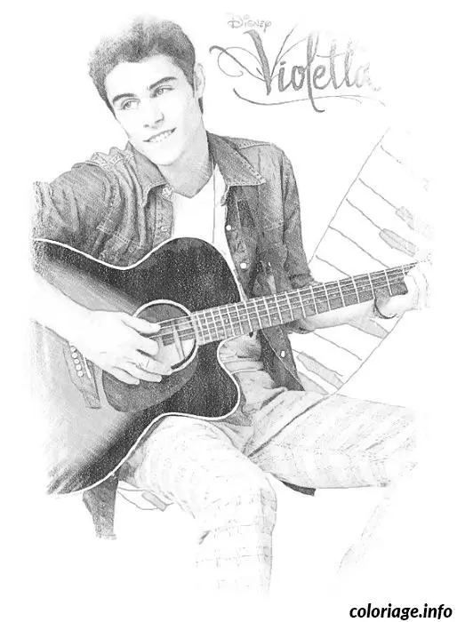 Coloriage Homme violetta joue la guitar - Violetta à imprimer