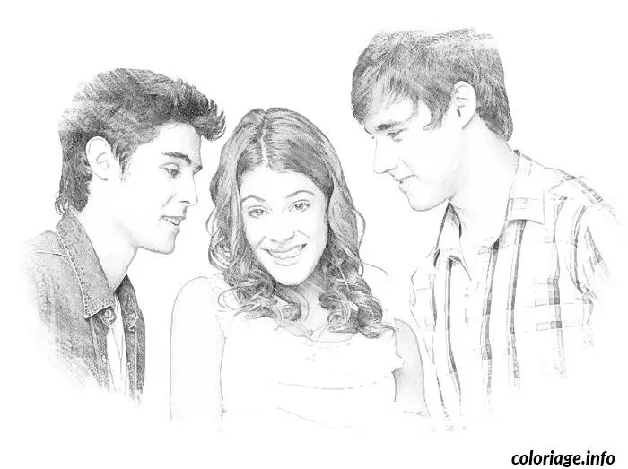 Coloriage Violetta avec ses amis - Violetta à imprimer
