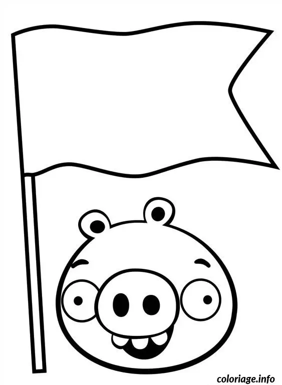 Coloriage Angry birds cochon drapeau - Angry birds à imprimer