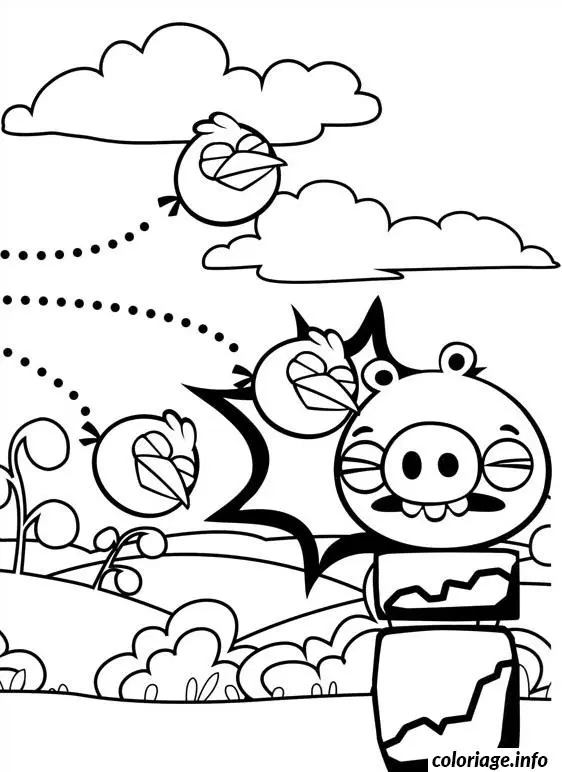 Coloriage Les Cochons dehors - Angry Birds - Angry birds à imprimer