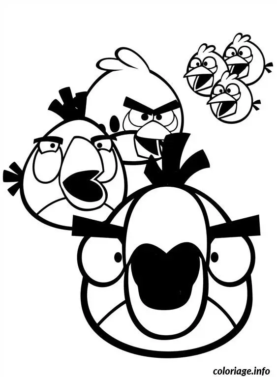 Coloriage Angry Birds attaque massive - Angry birds à imprimer
