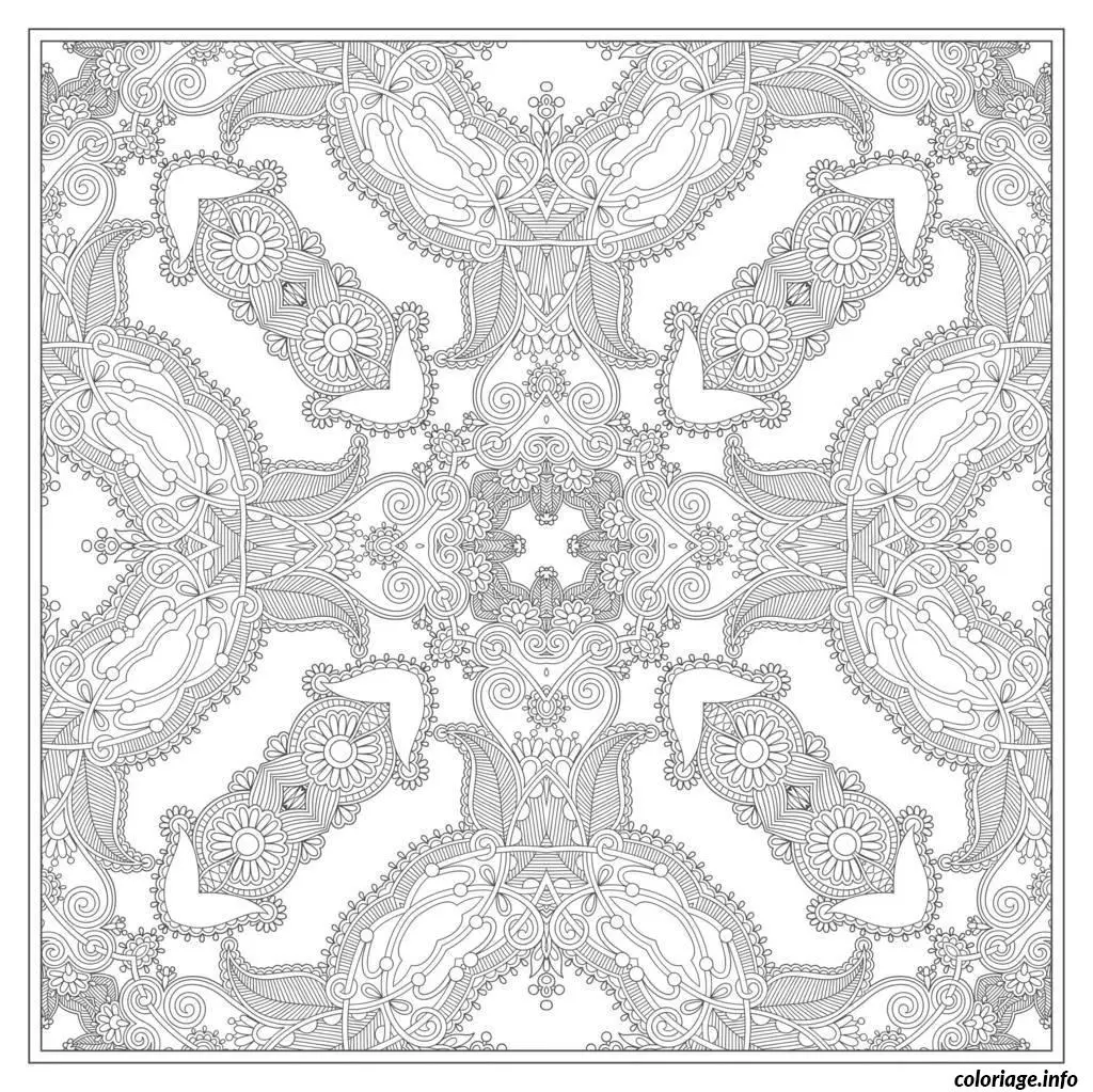 Coloriage Mandala géométrique carré pour adultes - Mandala à imprimer