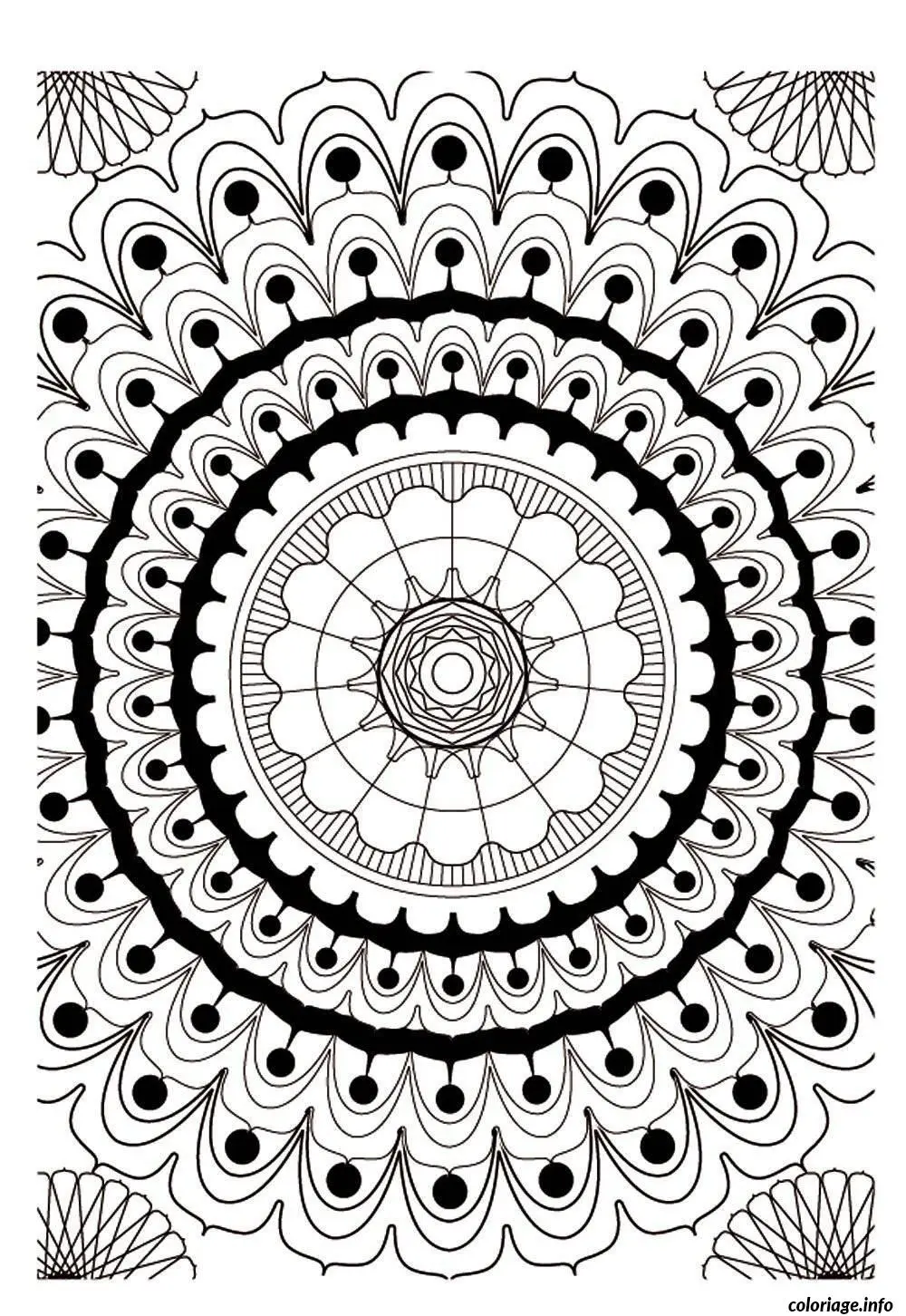 Coloriage Mandala Adulte Géométrique à Motifs Complexes - Mandala à imprimer