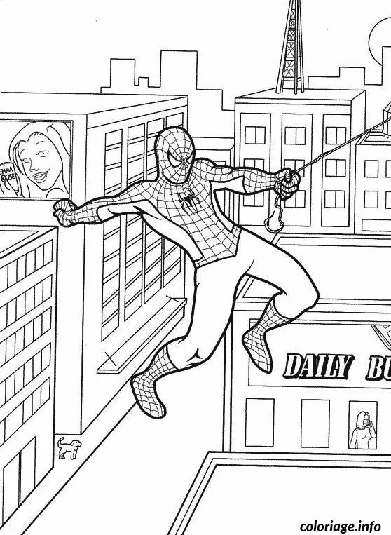 Ausmalbild Spider-Man schleudert seine Netze zum Ausdrucken