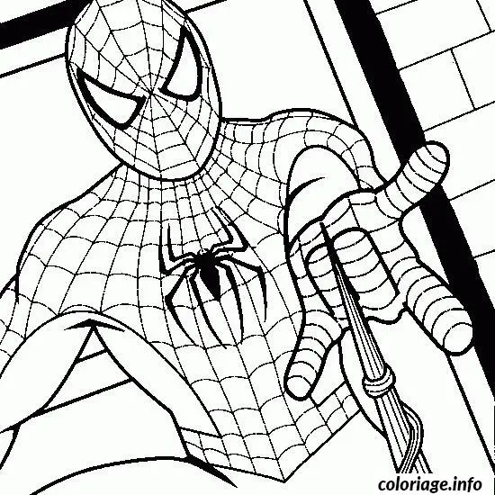 Coloriage Spider-Man arrêtant un criminel - Spiderman à imprimer
