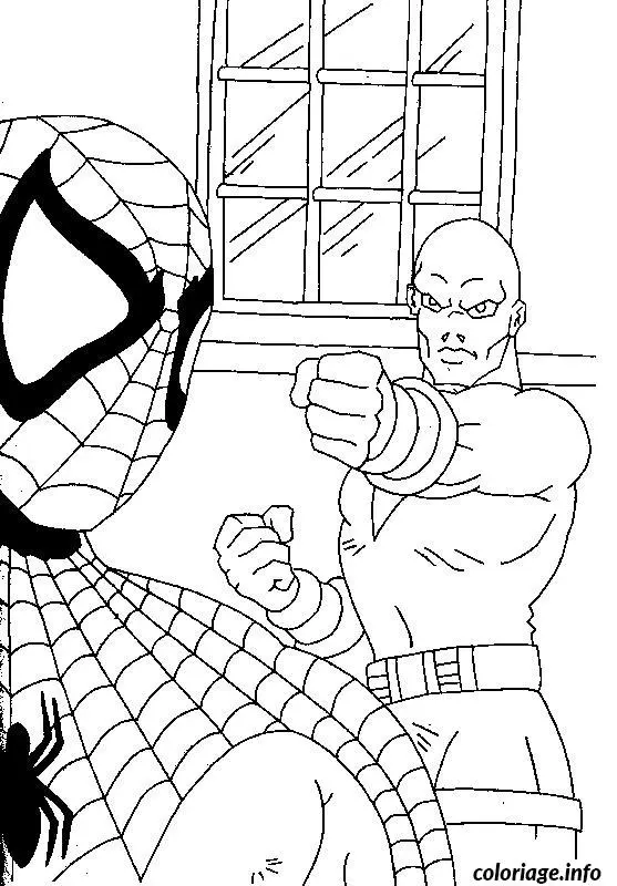 Coloriage Spider-Man défendant la ville - Spiderman à imprimer