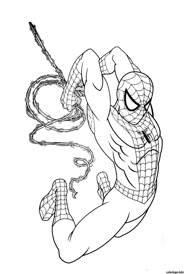 Coloriage Spider-Man face à ses ennemis - Spiderman à imprimer