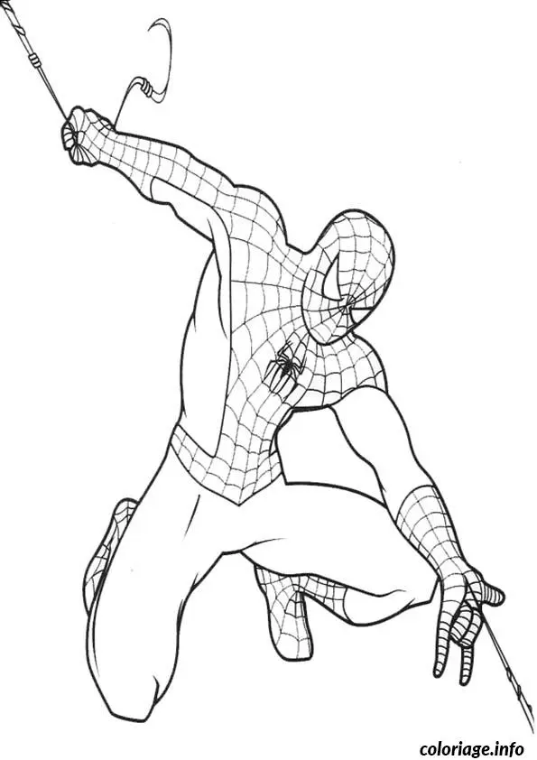 Coloriage Spider-Man escaladant un gratte-ciel - Spiderman à imprimer