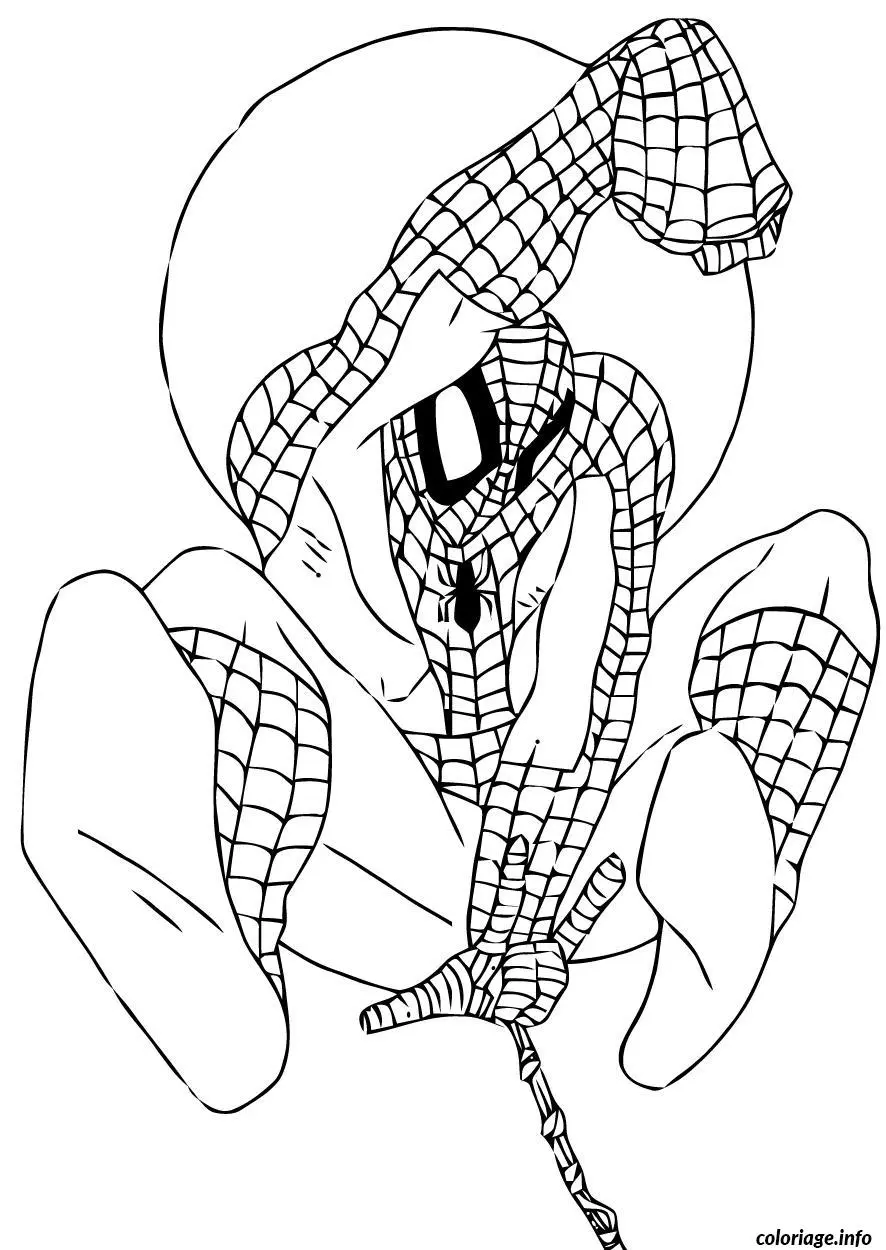 Coloriage Spider-Man escaladant un gratte-ciel - Spiderman à imprimer