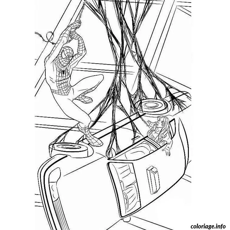 Coloriage Spider-Man sauvant la ville - Spiderman à imprimer