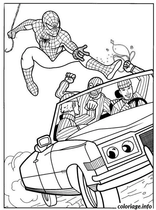 Coloriage Spider-Man escaladant un gratte-ciel - Spiderman à imprimer