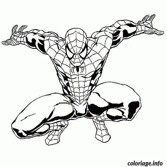 Coloriage Spider-Man escaladant un gratte-ciel - Spiderman à imprimer