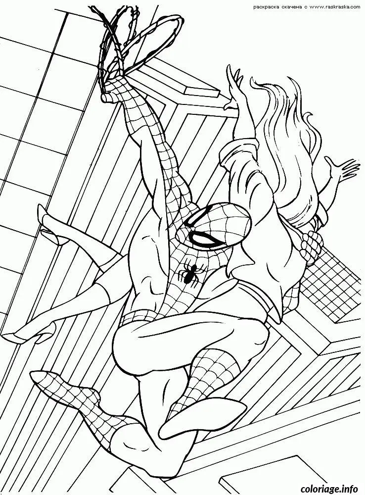 Coloriage Spider-Man face à ses ennemis - Spiderman à imprimer