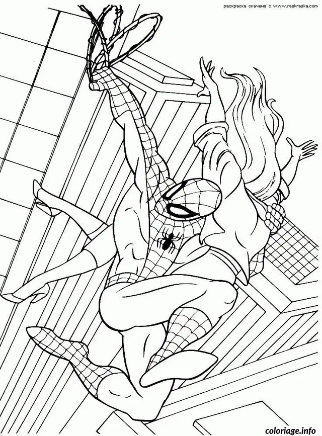 Coloriage Spider-Man face à ses ennemis - Spiderman à imprimer