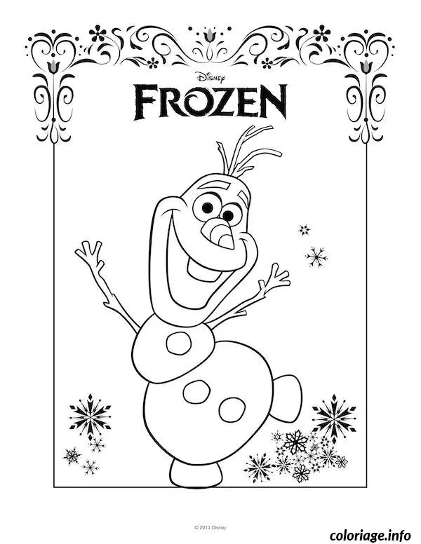 Coloriage Olaf dessin portrait disney frozen - Dessin à imprimer