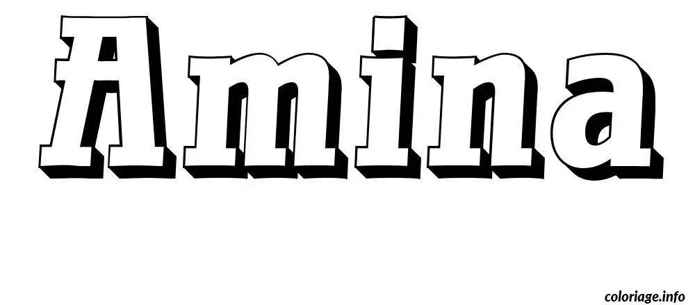Coloriage Amina - Prénom à imprimer